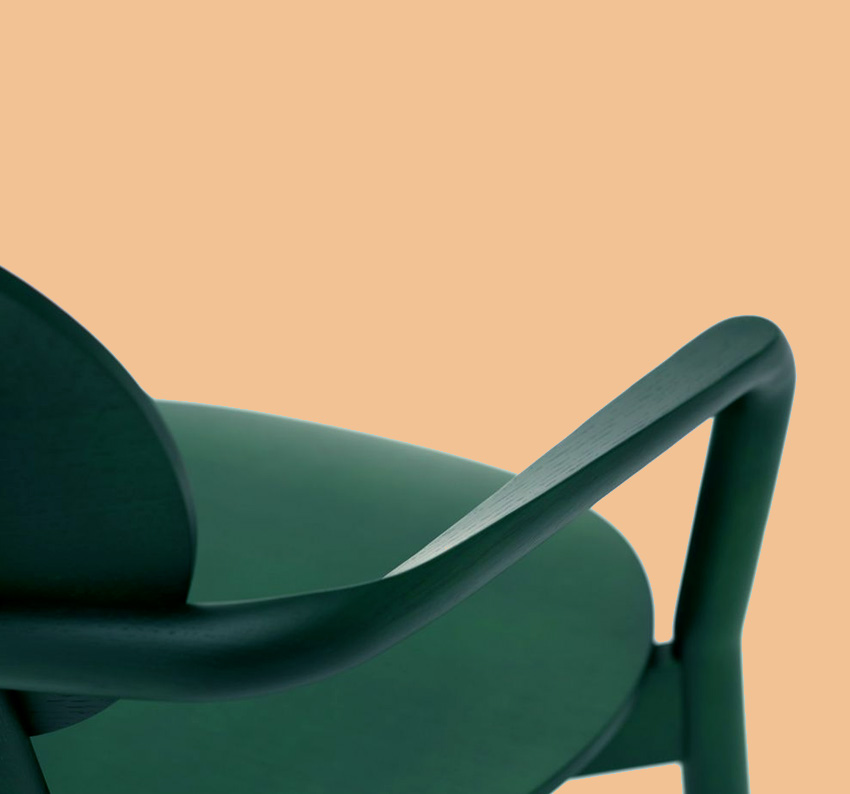 Castor Low Chair chez le japonais Karimoku New Standard, superbe en vert mousse